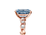 Rose gold Fancy Blue Emerald  Solitaire Bezel Accent Diamond Engagement Ring with Beaded Band and Four-Prong Setting_47