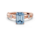 Rose gold Fancy Blue Emerald  Solitaire Bezel-Set Diamond Ring with Beaded Band and Four-Prong Setting_32