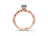 Rose gold Fancy Blue Emerald  Solitaire Bezel-Set Diamond Ring with Beaded Band and Four-Prong Setting_35