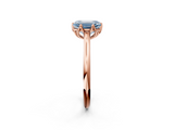 Rose gold Fancy Blue Emerald  Solitaire Cathedral Diamond Ring with Six-Prong Setting_19