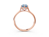 Rose gold Fancy Blue Emerald  Solitaire Cathedral Diamond Ring with Six-Prong Setting_20