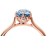 Rose gold Fancy Blue Emerald  Solitaire Cathedral Diamond Ring with Six-Prong Setting_21