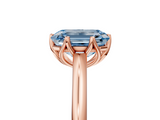 Rose gold Fancy Blue Emerald  Solitaire Cathedral Diamond Ring with Six-Prong Setting_22