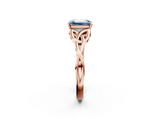 Rose gold Fancy Blue Emerald  Solitaire Celtic Knot Engagement Ring with Four-Prong Setting_80