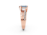 Rose gold Fancy Blue Emerald  Solitaire Channel-Set Split Shank Ring with Tension Prong Setting_5