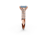 Rose gold Fancy Blue Emerald  Solitaire Chevron Pave Diamond Engagement Ring with Six-Prong Setting_5