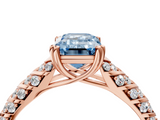 Rose gold Fancy Blue Emerald  Solitaire Chevron Pave Diamond Engagement Ring with Six-Prong Setting_7