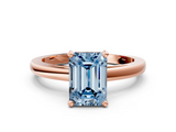 Rose gold Fancy Blue Emerald  Solitaire Diamond Engagement Ring with Four-Prong Setting on a Classic Band_3