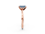 Rose gold Fancy Blue Emerald  Solitaire Diamond Engagement Ring with Four-Prong Setting on a Classic Band_5