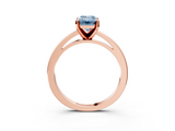 Rose gold Fancy Blue Emerald  Solitaire Diamond Engagement Ring with Four-Prong Setting on a Classic Band_6