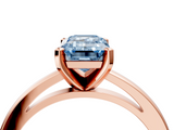 Rose gold Fancy Blue Emerald  Solitaire Diamond Engagement Ring with Four-Prong Setting on a Classic Band_7