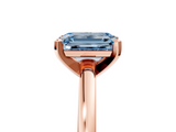 Rose gold Fancy Blue Emerald  Solitaire Diamond Engagement Ring with Four-Prong Setting on a Classic Band_8