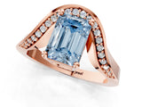 Rose gold Fancy Blue Emerald  Solitaire Diamond Engagement Ring with Pave Band and Four-Prong Setting 2