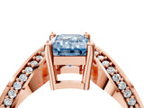 Rose gold Fancy Blue Emerald  Solitaire Diamond Engagement Ring with Pave Band and Four-Prong Setting 5