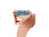 Rose gold Fancy Blue Emerald  Solitaire Diamond Engagement Ring with Pave Band and Four-Prong Setting