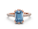 Rose gold Fancy Blue Emerald  Solitaire Diamond Engagement Ring with Pave Band and Six-Prong Setting_20