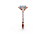 Rose gold Fancy Blue Emerald  Solitaire Diamond Engagement Ring with Pave Band and Six-Prong Setting_22