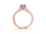 Rose gold Fancy Blue Emerald  Solitaire Diamond Engagement Ring with Pave Band and Six-Prong Setting_23