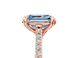 Rose gold Fancy Blue Emerald  Solitaire Diamond Engagement Ring with Pave Band and Six-Prong Setting_25