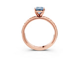 Rose gold Fancy Blue Emerald  Solitaire Diamond Engagement Ring with XO Engraved Band and Four-Prong Setting 3