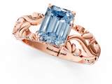 Rose gold Fancy Blue Emerald  Solitaire Diamond Leaf Vine Band with Prong Setting_49
