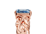 Rose gold Fancy Blue Emerald  Solitaire Diamond Leaf Vine Band with Prong Setting_53