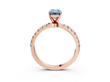 Rose gold Fancy Blue Emerald  Solitaire Diamond Pavé Band with Four-Prong Setting_31