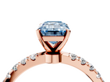 Rose gold Fancy Blue Emerald  Solitaire Diamond Pavé Band with Four-Prong Setting_32