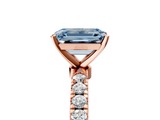 Rose gold Fancy Blue Emerald  Solitaire Diamond Pavé Band with Four-Prong Setting_33