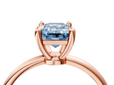 Rose gold Fancy Blue Emerald  Solitaire Diamond Ring with 4-Prong Setting on a Classic Band_7