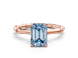Rose gold Fancy Blue Emerald  Solitaire Diamond Ring with Bamboo Band and Four-Prong Setting_50
