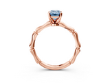 Rose gold Fancy Blue Emerald  Solitaire Diamond Ring with Bamboo Band and Four-Prong Setting_53