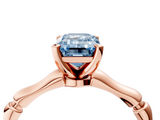 Rose gold Fancy Blue Emerald  Solitaire Diamond Ring with Bamboo Band and Four-Prong Setting_54