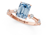 Rose gold Fancy Blue Emerald  Solitaire Diamond Ring with Bezel Set Side Stones and Prong Setting_4