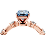 Rose gold Fancy Blue Emerald  Solitaire Diamond Ring with Bezel Set Side Stones and Prong Setting_7