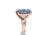 Rose gold Fancy Blue Emerald  Solitaire Diamond Ring with Bezel Set Side Stones and Prong Setting_8