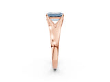 Rose gold Fancy Blue Emerald  Solitaire Diamond Ring with Cathedral Band and Four-Prong Setting_68