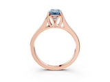 Rose gold Fancy Blue Emerald  Solitaire Diamond Ring with Cathedral Band and Four-Prong Setting_69