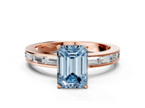Rose gold Fancy Blue Emerald  Solitaire Diamond Ring with Channel-Set Baguette Band and Four-Prong Setting_68