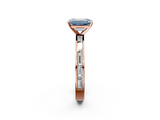 Rose gold Fancy Blue Emerald  Solitaire Diamond Ring with Channel-Set Baguette Band and Four-Prong Setting_70