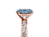 Rose gold Fancy Blue Emerald  Solitaire Diamond Ring with Channel-Set Baguette Band and Four-Prong Setting_73