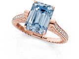 Rose gold Fancy Blue Emerald  Solitaire Diamond Ring with Channel Set Band and Bezel Prong Setting_57