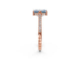 Rose gold Fancy Blue Emerald  Solitaire Diamond Ring with Channel Set Band and Bezel Prong Setting_58