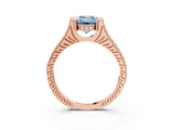 Rose gold Fancy Blue Emerald  Solitaire Diamond Ring with Channel Set Band and Bezel Prong Setting_59