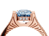 Rose gold Fancy Blue Emerald  Solitaire Diamond Ring with Channel Set Band and Bezel Prong Setting_60