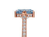 Rose gold Fancy Blue Emerald  Solitaire Diamond Ring with Channel Set Band and Bezel Prong Setting_61