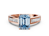 Rose gold Fancy Blue Emerald  Solitaire Diamond Ring with Channel-Set Band and Four-Prong Setting_3