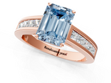Rose gold Fancy Blue Emerald  Solitaire Diamond Ring with Channel-Set Band and Four-Prong Setting_4