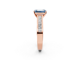 Rose gold Fancy Blue Emerald  Solitaire Diamond Ring with Channel-Set Band and Four-Prong Setting_5