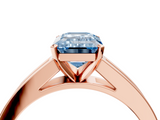 Rose gold Fancy Blue Emerald  Solitaire Diamond Ring with Channel-Set Band and Four-Prong Setting_7